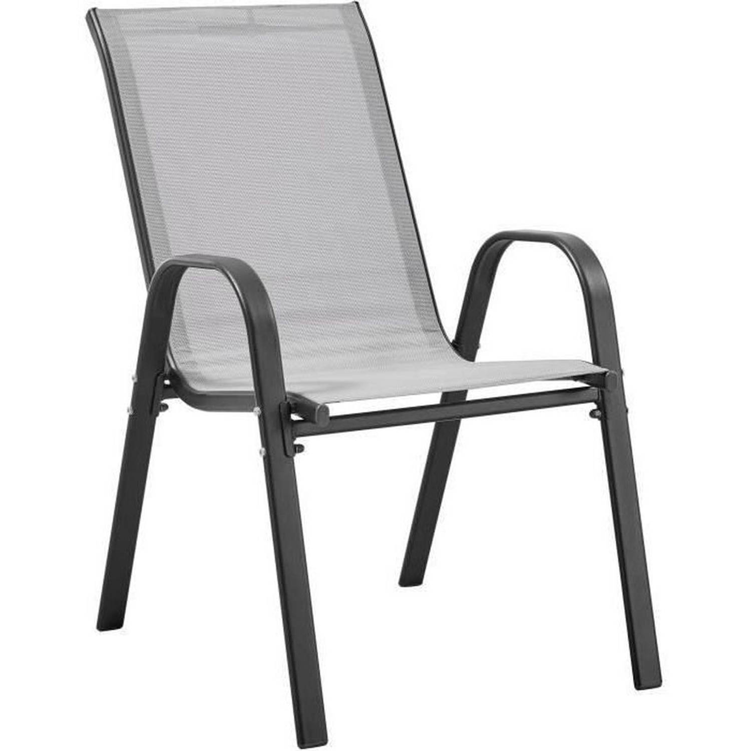 Set van 4 fauteuils - staal en textiel - hoogte van de stoel: 41 cm - grijs