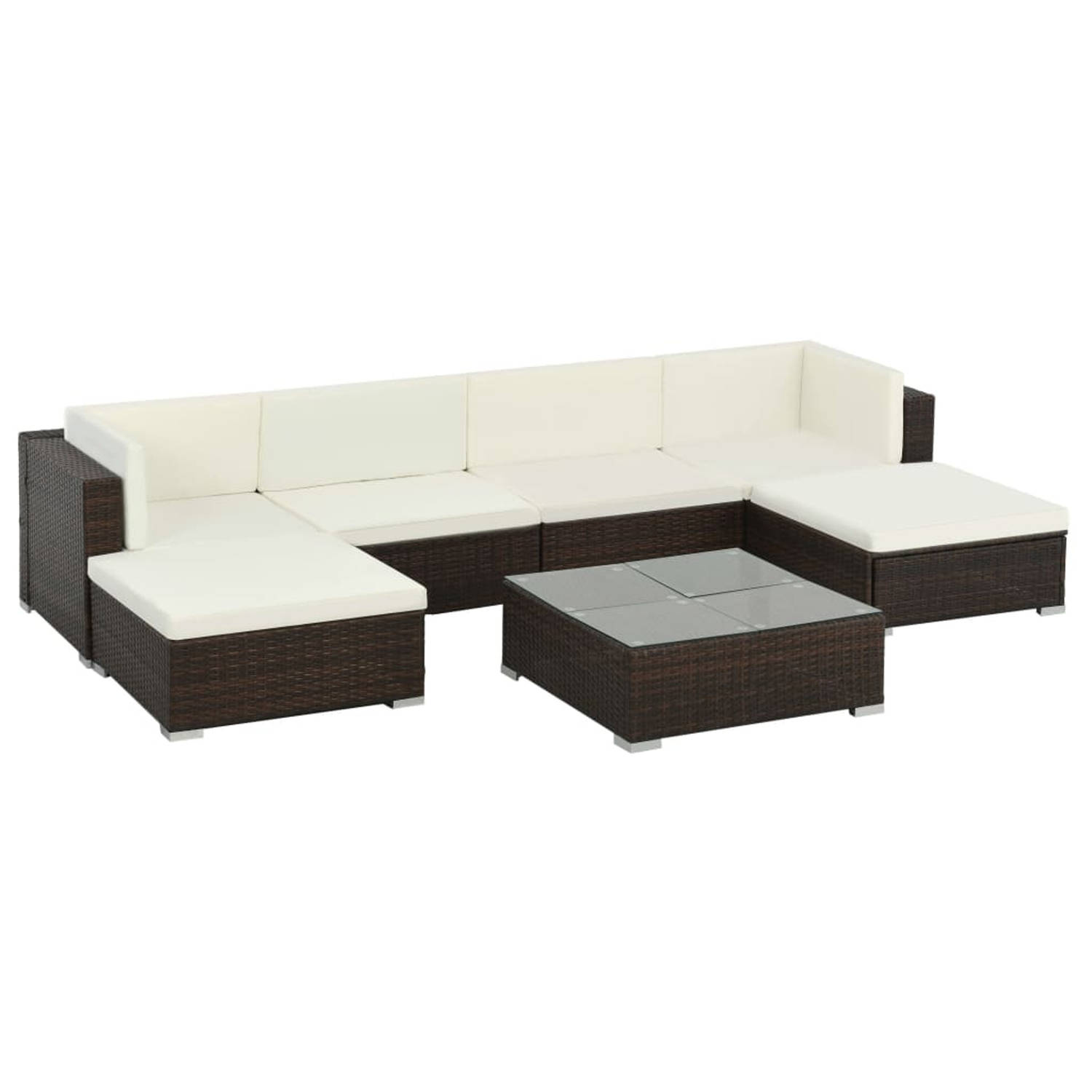 vidaXL Loungeset poly rattan bruin 19-delig