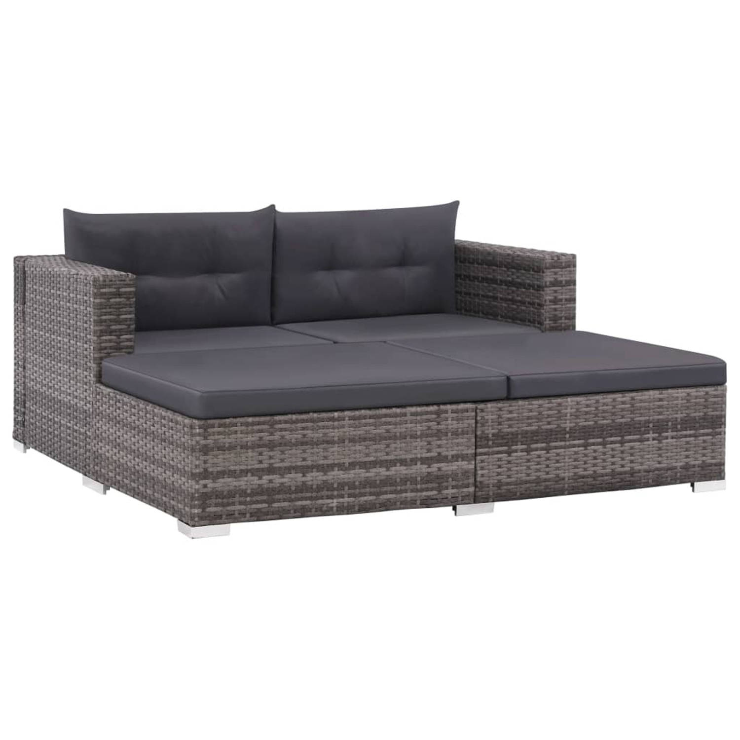 vidaXL Loungeset poly rattan grijs 8-delig