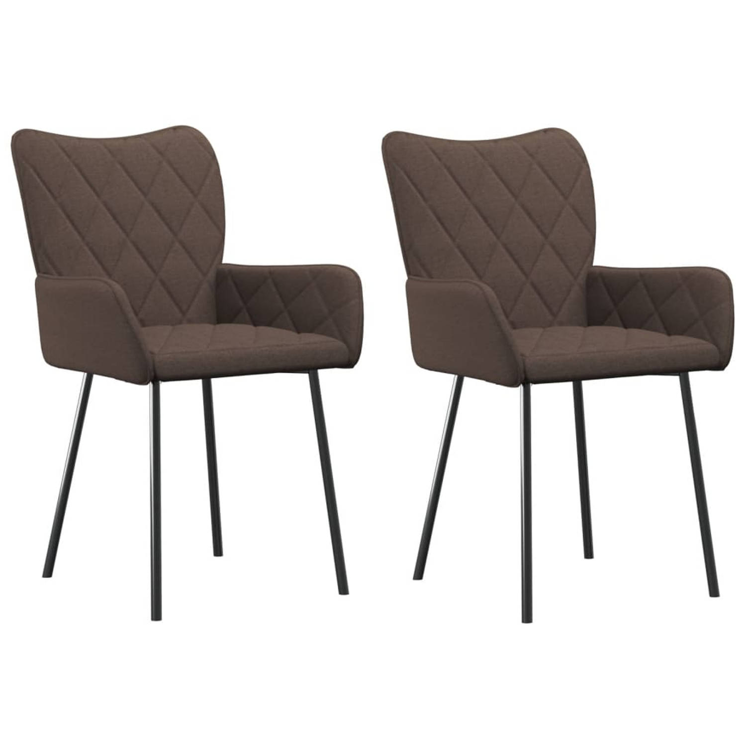 vidaXL Eetkamerstoelen 2 st stof taupe