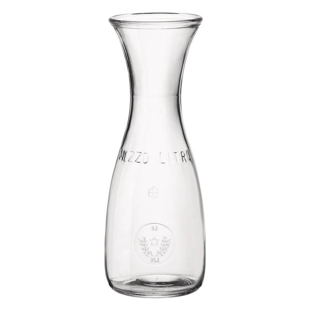 Bormioli Rocco Drank/water karaf of kleine vaas - glas - transparant - D8 cm x H23 cm - 500 ML - Karaffen