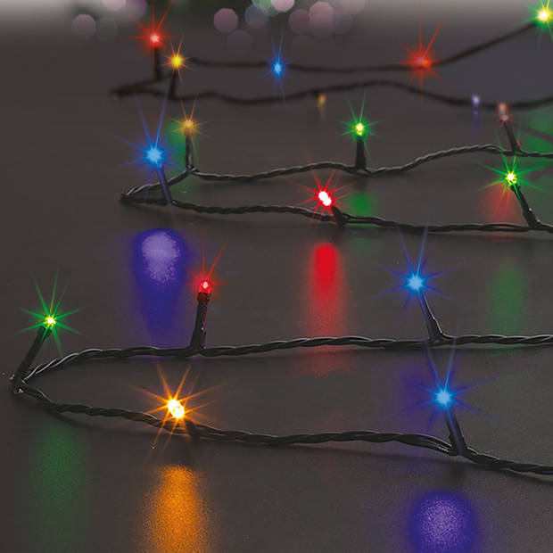 Feeric lights kerstverlichting - 2x - gekleurd - 7 m - 96 leds - batterij - Kerstverlichting kerstboom