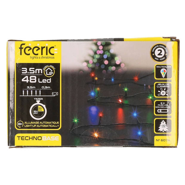 Feeric lights kerstverlichting - 2x - gekleurd - 3,5 m - 48 leds - batterij - Kerstverlichting kerstboom