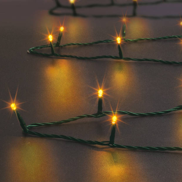 Feeric lights kerstverlichting - 2x - warm wit - 14 m - 192 leds - batterij - Kerstverlichting kerstboom