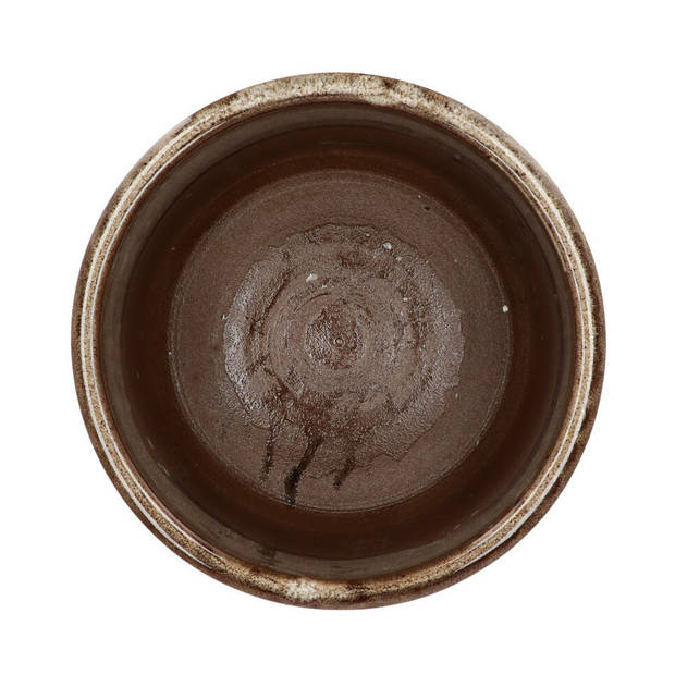 DK Design Bloempot model Brown Glaze - taupe - D12 x H13 cm - glanzend - Plantenpotten