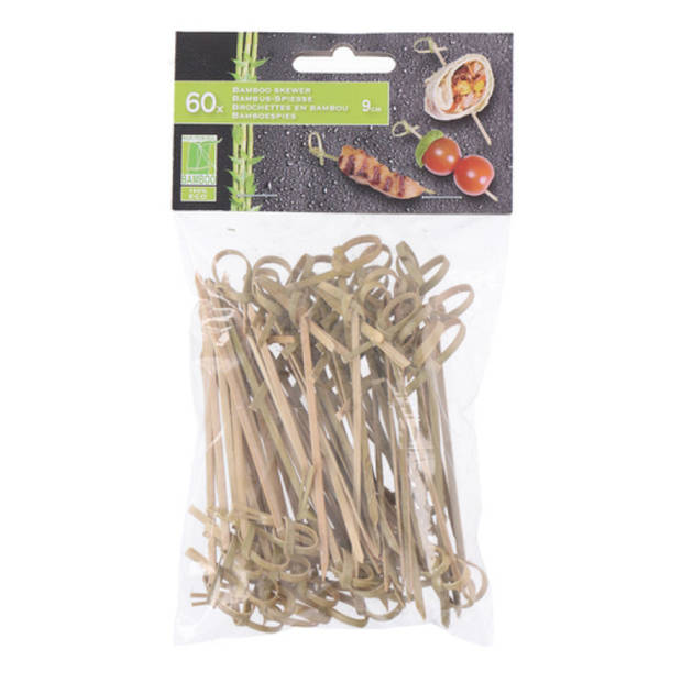 Hapjes/sate prikkers/spiesjes - bamboe hout - 180x stuks - 9 cm - amuse/bbq/feestje - prikkers (sate)