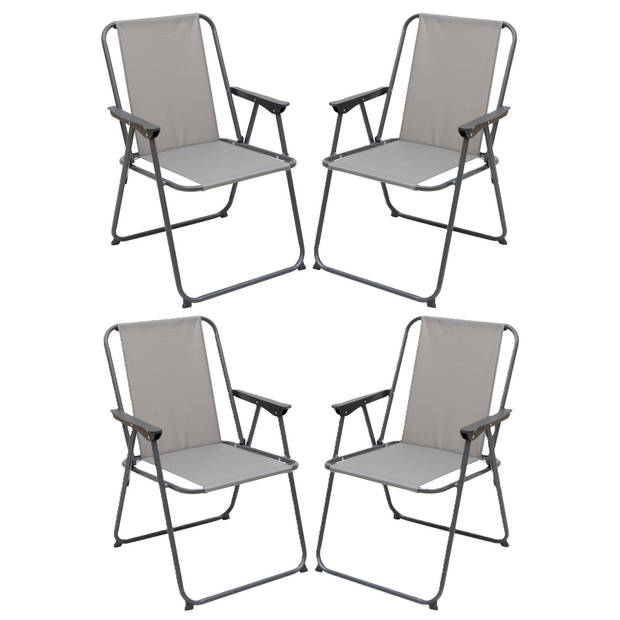 Atmosphera camping/strand stoel - 4x - aluminium - inklapbaar - grijs - L52 x B55 x H75 cm - Campingstoelen