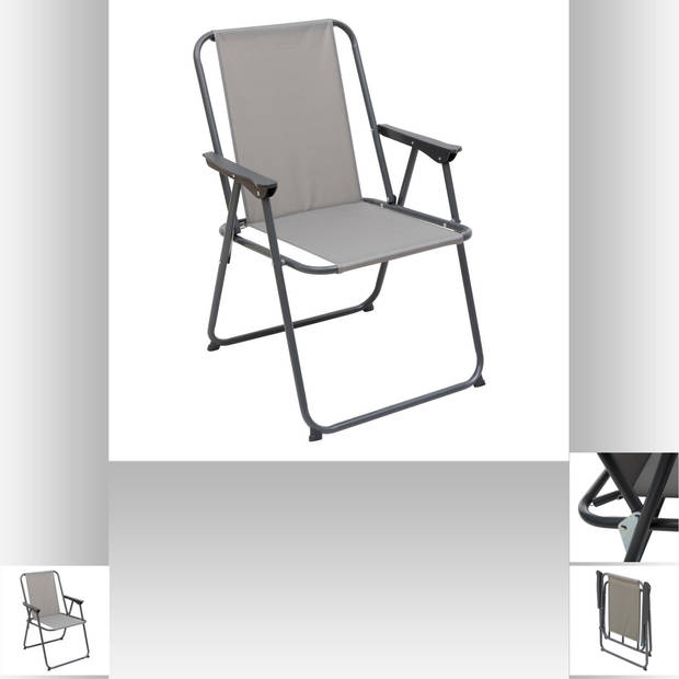 Atmosphera camping/strand stoel - 4x - aluminium - inklapbaar - grijs - L52 x B55 x H75 cm - Campingstoelen
