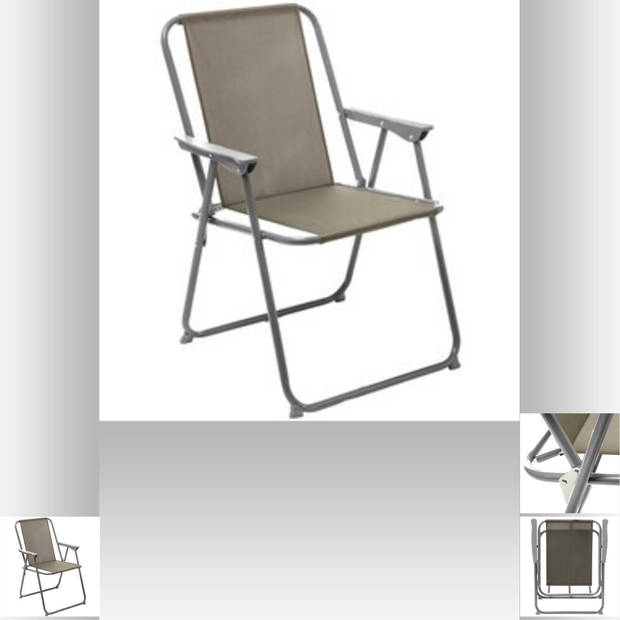 Atmosphera camping/strand stoel - 2x - aluminium - inklapbaar - taupe - L52 x B55 x H75 cm - Campingstoelen