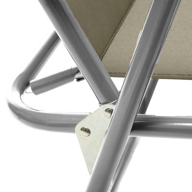 Atmosphera camping/strand stoel - 2x - aluminium - inklapbaar - taupe - L52 x B55 x H75 cm - Campingstoelen