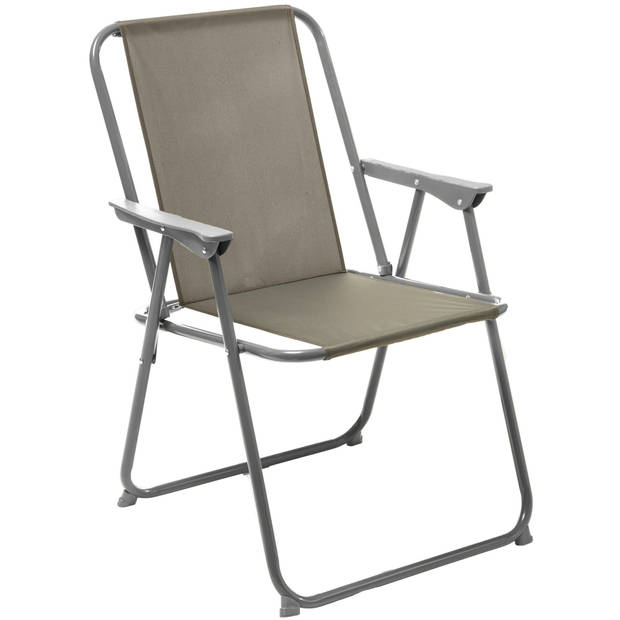 Atmosphera camping/strand stoel - 2x - aluminium - inklapbaar - taupe - L52 x B55 x H75 cm - Campingstoelen