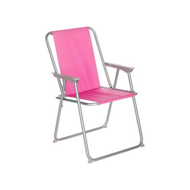 Atmosphera camping/strand stoel - aluminium - inklapbaar - roze - L52 x B55 x H75 cm - Campingstoelen