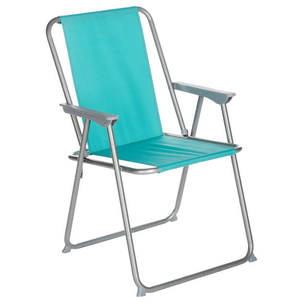 Atmosphera camping/strand stoel - 4x - aluminium - inklapbaar - blauw - L52 x B55 x H75 cm - Campingstoelen