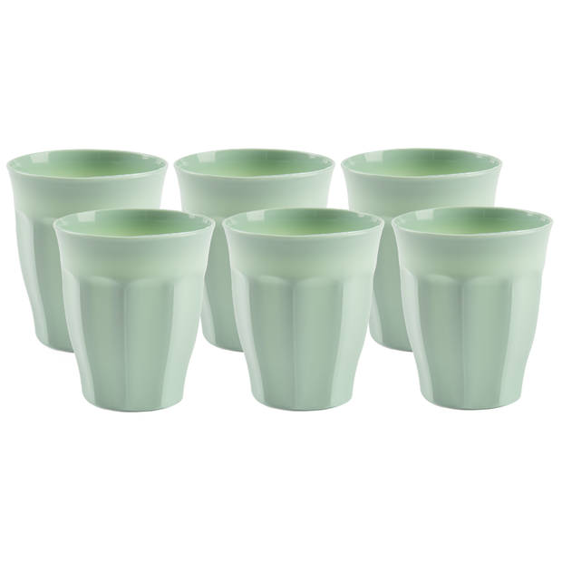 Plasticforte onbreekbare Picardi drinkglazen - 6x stuks - kunststof - mintgroen - 250 ml - Drinkglazen