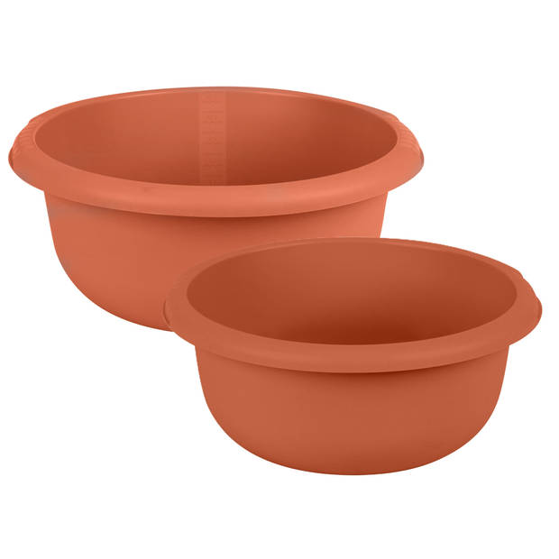 Urban Living Afwasteilen set - kunststof - 10/15 Liter - terracotta - teiltjes - Afwasbak