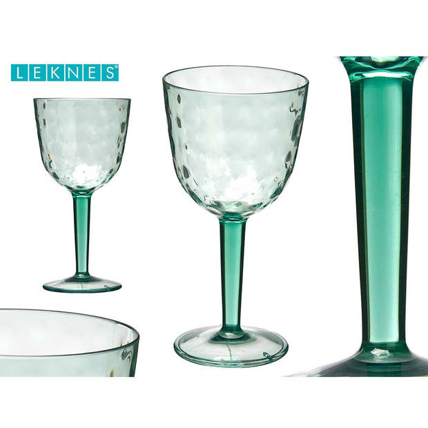 Leknes Wijnglas Gloria - 1x - transparant groen - onbreekbaar kunststof - 450 ml - feest glas wijn