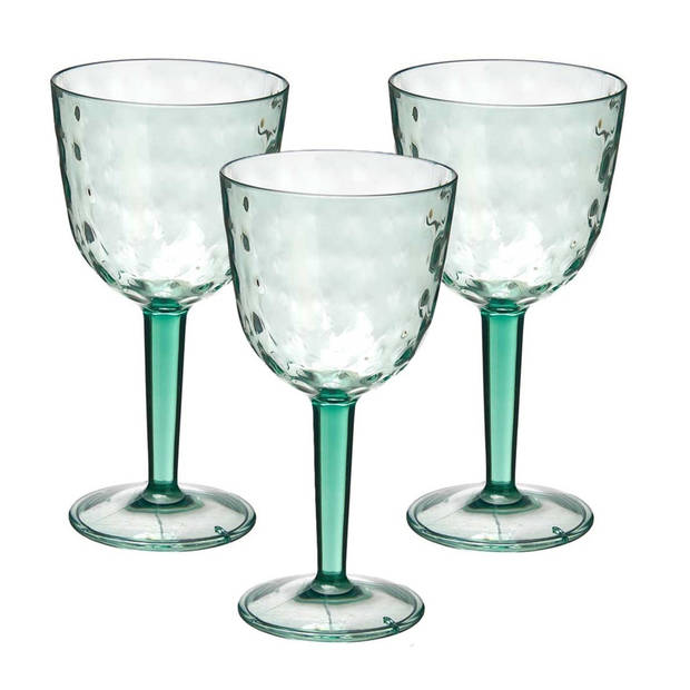 Leknes Wijnglas Gloria - 1x - transparant groen - onbreekbaar kunststof - 450 ml - feest glas wijn
