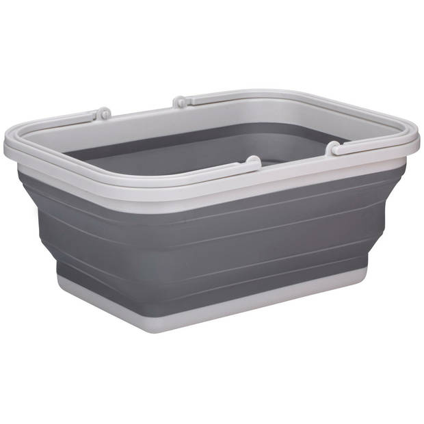 Alpina Wasmand/draagmand opvouwbaar - 2x - kunststof - 19 Liter - grijs - 38 x 28 x 18 cm - Emmers