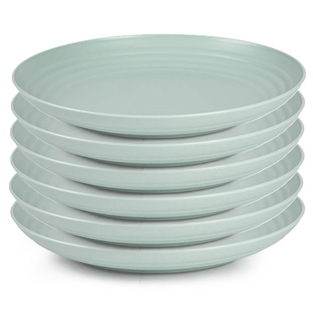 Plasticforte Rond diner bord/camping bord - 6x - Dia 25 cm - mintgroen - kunststof - Dinerborden