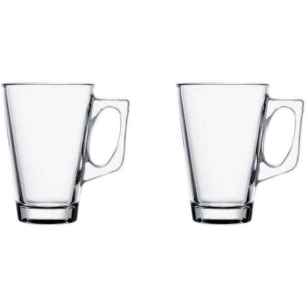 Pasabahce Koffie/thee glazen - set 2x stuks - transparant glas - 250 ml - Koffie- en theeglazen