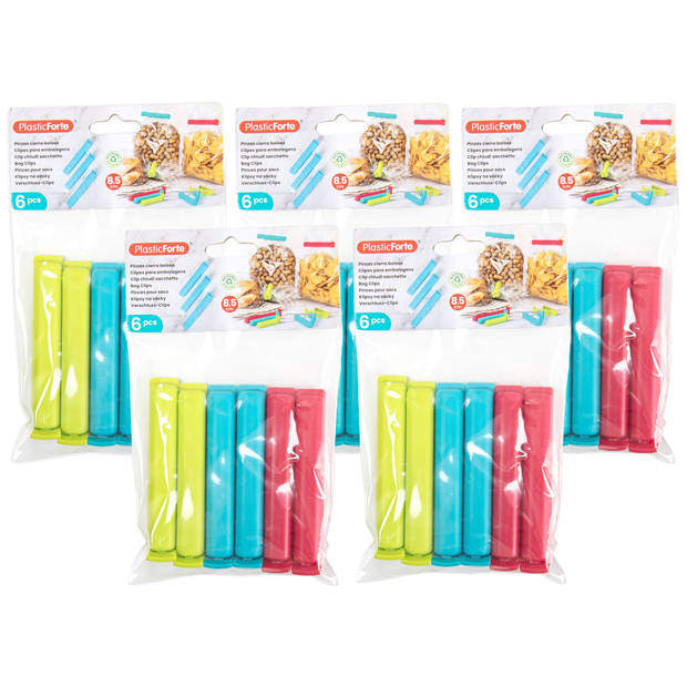 Plasticforte 30x afsluitclips / vershoudclips - 8 cm - keuken/voedsel zakjes afsluiten - Vershoudknijpers