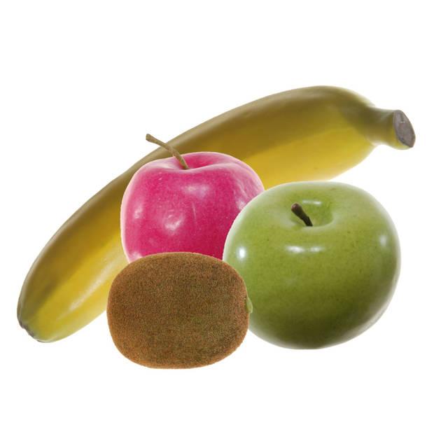 Kunstfruit decofruit fruitschaal - set van 4x stuks - 6 tot 18 cm - kleuren mix - Kunstbloemen