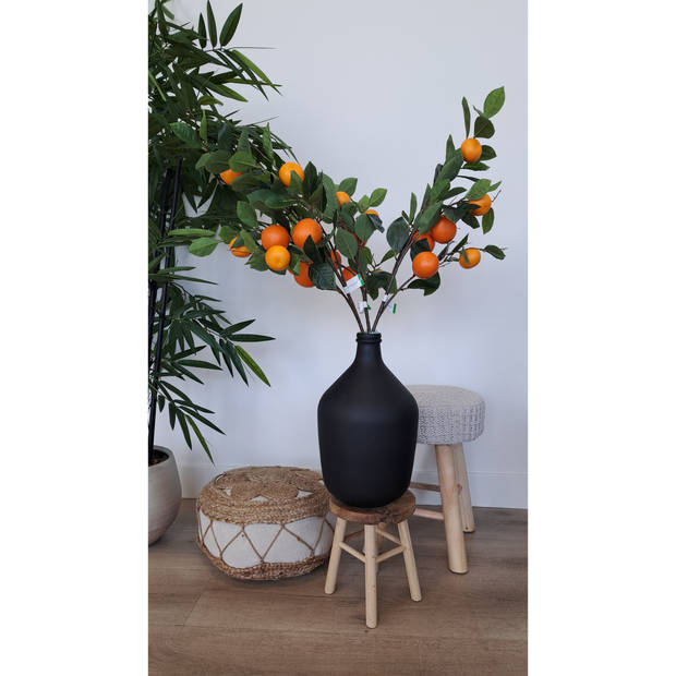 Emerald Kunstbloem citrusfruit tak mandarijn/clementine - 2x - 95 cm - oranje - kunst zijdebloemen - Kunstbloemen