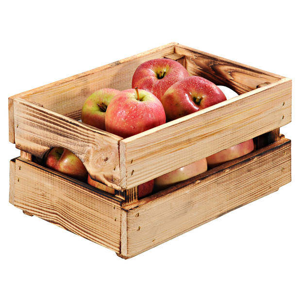 Kesper Fruitkisten opslagbox - 2x - old look - lichtbruin - hout - L40 x B30 x H23 cm - Opbergkisten