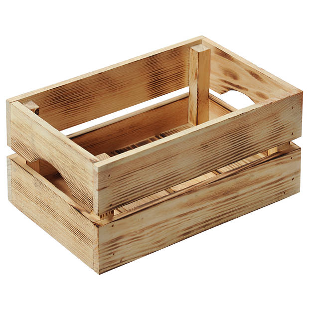 Kesper Fruitkisten opslagbox - 2x - old look - lichtbruin - hout - L40 x B30 x H15 cm - Opbergkisten