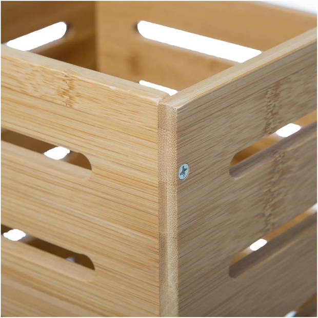 5Five Fruitkisten opslagbox - 2x - open structuur - lichtbruin - hout - L31 x B31 x H31 cm - Opbergkisten