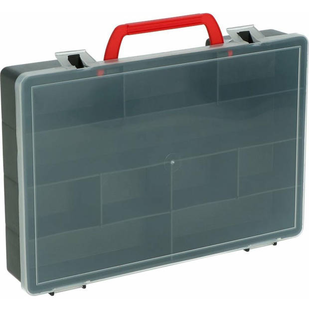 Benson Opbergdoos/sorteerdoos - 3x - 10-vaks - kunststof - grijs - 30 x 22 cm opbergkoffer met vakken - Opbergbox