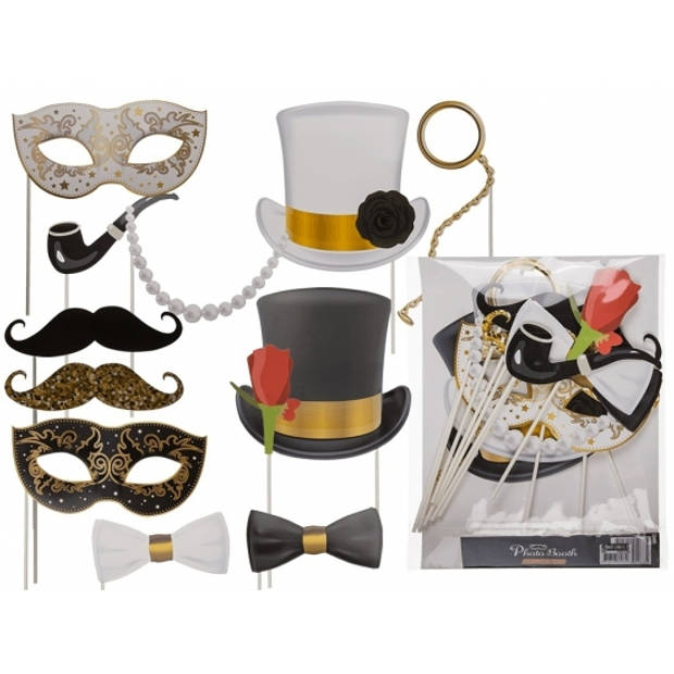 Foto props set - thema Glamour Party - 12 stuks - Photo Boot accessoires - Fotoprops