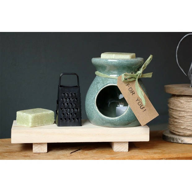 Ideas4seasons Amberblokjes/geurblokjes cadeauset - eucalyptus geur - inclusief geurbrander - Geurbranders