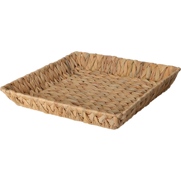 H&S Collection Broodmand - 2x - gevlochten riet - naturel - 34 x 34 x 6 cm - broodmand