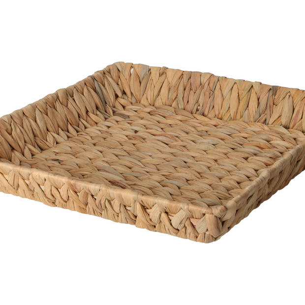 H&S Collection Broodmand - 2x - gevlochten riet - naturel - 34 x 34 x 6 cm - broodmand