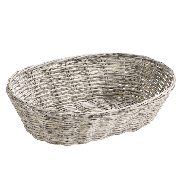 Kesper Brood/fruit mandje - 2x - lichtgrijs - ovaal - L24 x B20 x H6 cm - broodmandjes - broodmand