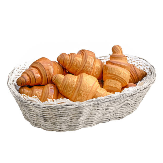 Kesper Brood/fruit mandje - 2x - lichtgrijs - ovaal - L24 x B20 x H6 cm - broodmandjes - broodmand