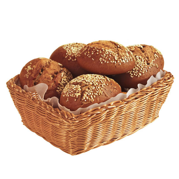 Kesper Brood/fruit mandje - 2x - lichtbruin - rechthoek - L28 x B20 x H11 cm - broodmandjes - broodmand