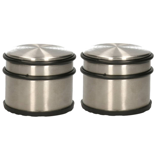 2x RVS deurstop rond D9 x H7 cm - Deurstoppers