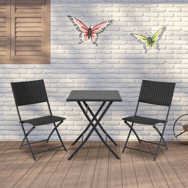 Anna Collection Wanddecoratie vlinders - 2x - groen/rood - 36 x 21 cm/49 x 28 - metaal - muurdeco - Tuinbeelden