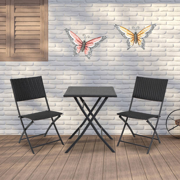 Anna Collection Wanddecoratie vlinders - 2x - oranje/rood - 36 x 21 cm - metaal - muurdecoratie - Tuinbeelden