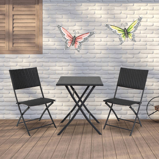 Anna Collection Wanddecoratie vlinders - 2x - groen/rood - 36 x 21 cm - metaal - muurdecoratie - Tuinbeelden
