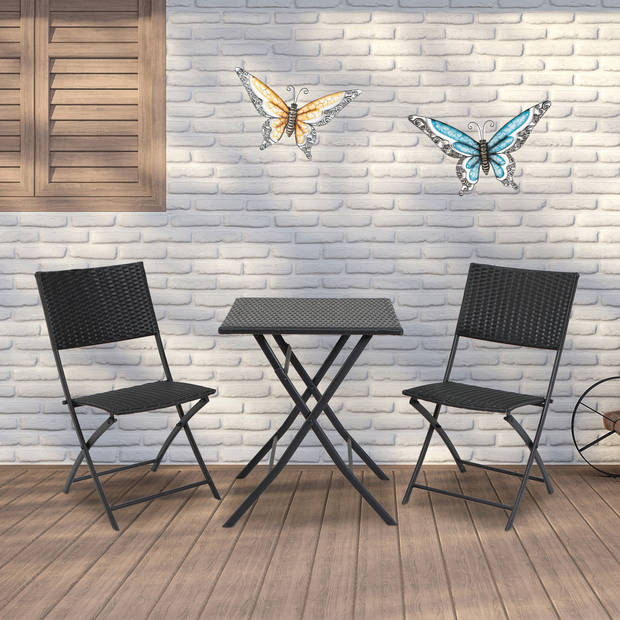 Anna Collection Wanddecoratie vlinders - 2x - blauw/oranje - 36 x 21 cm/49 x 28 - metaal - muurdeco - Tuinbeelden