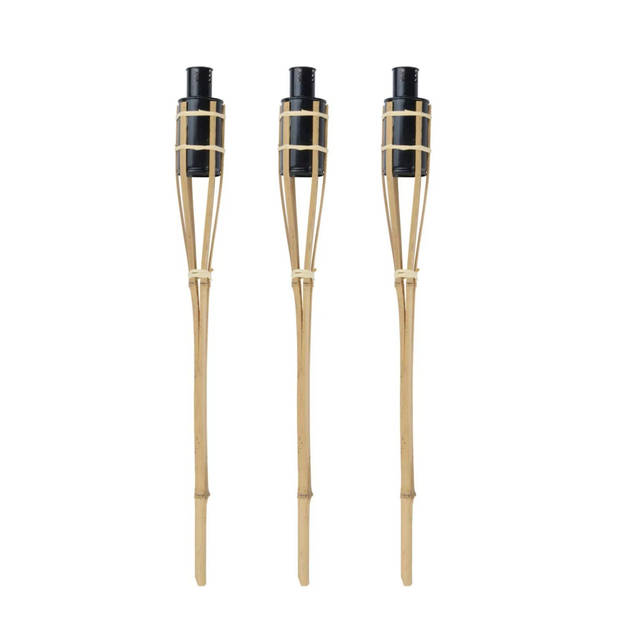 Articasa Tuinfakkels voor lampenolie - 6x stuks - 60 cm - bamboe hout - buiten - navulbaar - Fakkels
