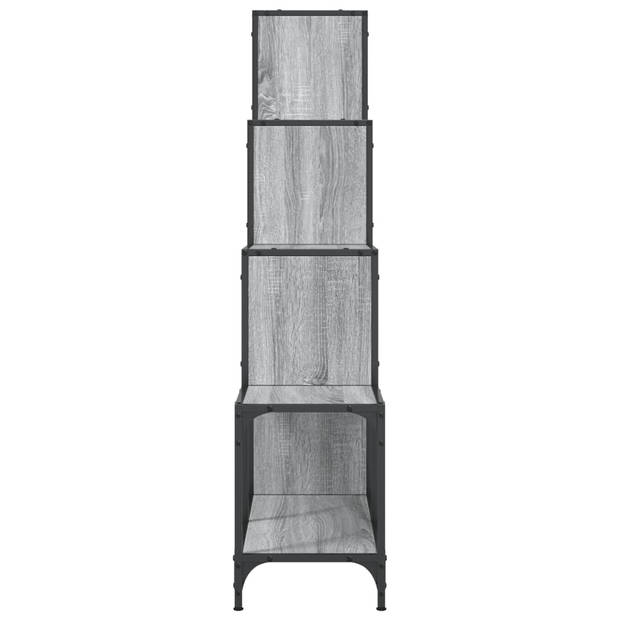 vidaXL Boekenkast 122x30x132 cm bewerkt hout en metaal grijs sonoma