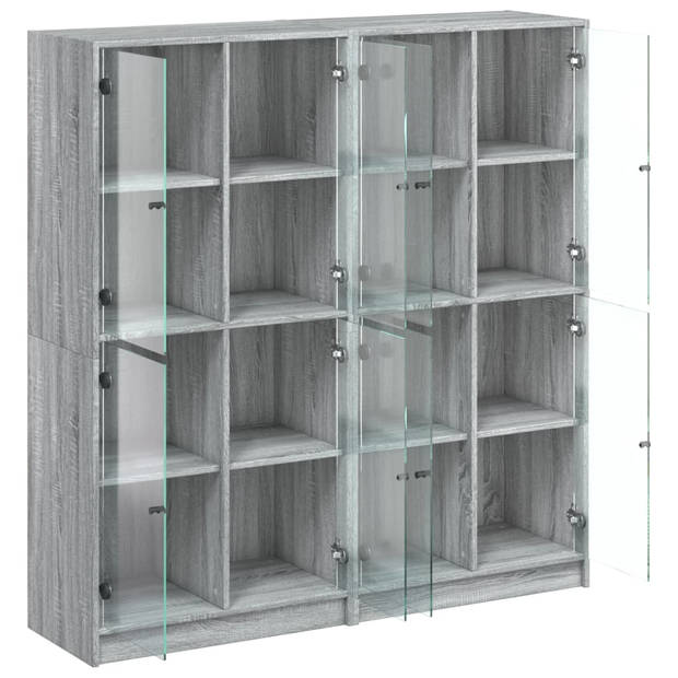 vidaXL Boekenkast met deuren 136x37x142 cm hout grijs sonoma eiken