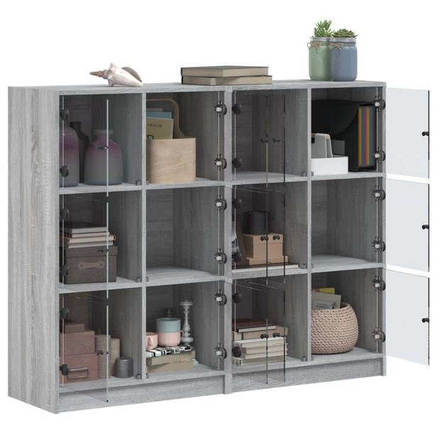 vidaXL Boekenkast met deuren 136x37x109 cm hout grijs sonoma eiken