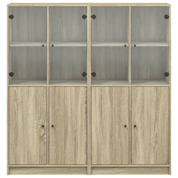 vidaXL Boekenkast met deuren 136x37x142 cm hout sonoma eikenkleurig