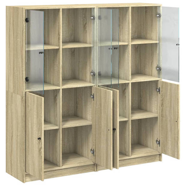 vidaXL Boekenkast met deuren 136x37x142 cm hout sonoma eikenkleurig