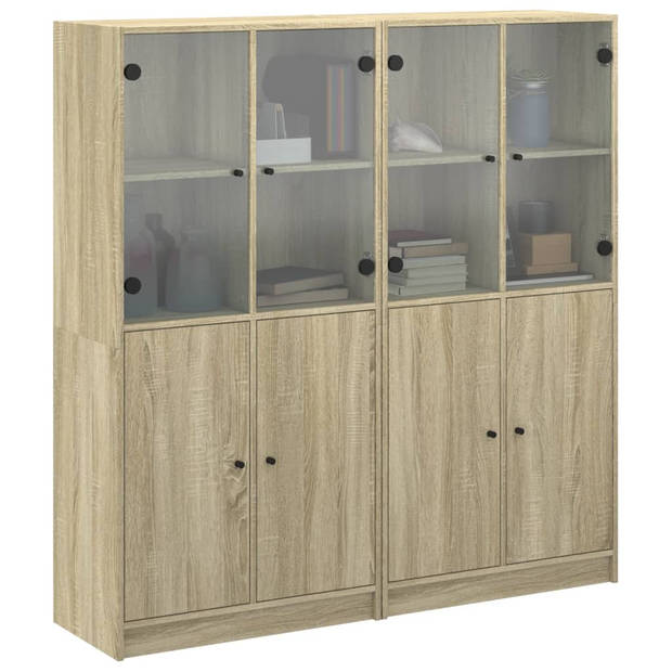 vidaXL Boekenkast met deuren 136x37x142 cm hout sonoma eikenkleurig